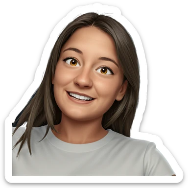 smiling girl in white shirt sticker