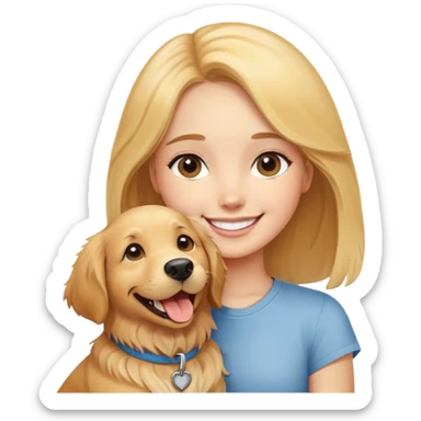 smiling girl with dog sticker