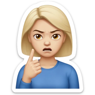 An angry lady with her finger up saying “Don’t PMO” sticker