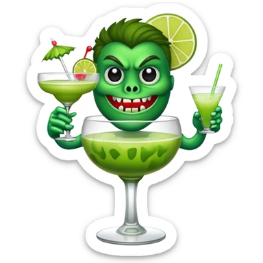 scary monster drinking margarita  sticker