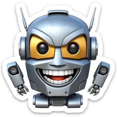 robot transformer with a big smile laughing happily sticker