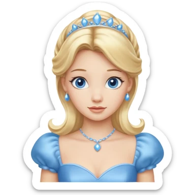Cinderella with blonde hair, blue eyes, light blue outfit sticker