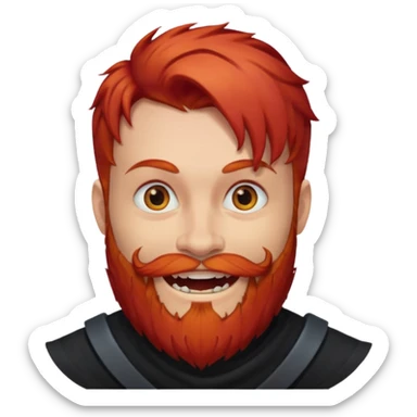 red head wild hair, evil smile, red beard sticker