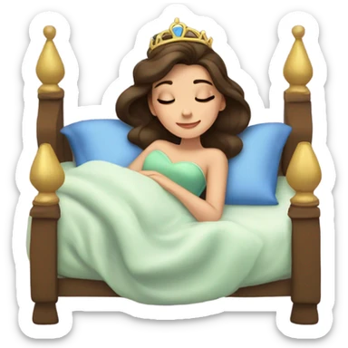 Sleeping brunette beauty princess Disney, bed sticker