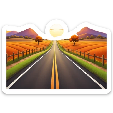 country road with sunset sticker