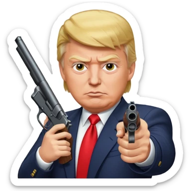 trump shooting a gun sticker