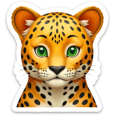 A high-resolution photo-realistic digital illustration of a young jaguar, chest upward A high-resolution, photo-realistic digital illustration of a majestic young jaguar sticker