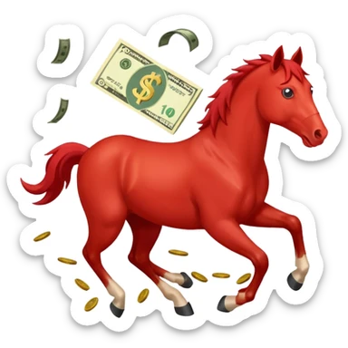 red horse agressive running money sticker