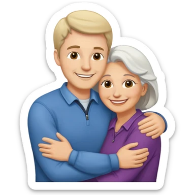 White guy hugging older cocasian woman  sticker