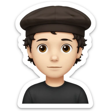 young boy dark hair with flat skullcap and curly sidelocks sticker