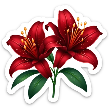 Dark red lilies with little sparkling  sticker