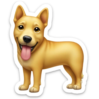 Emoji with a yellow bone dog treat in its mouth sticker