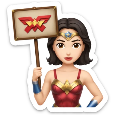 Wonder Woman holding a sign sticker