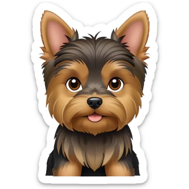 yorkshire terrier dog with small body, tan and black fur, perky ears sticker