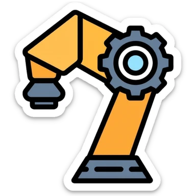 Robotics engineering logo with gear and robot arm, for Pioneers in Engineering club sticker