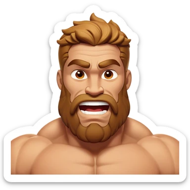 Cinematic Realistic Hercules Portrait, head tilted dramatically with an exaggeratedly amused expression, featuring a bold yet playful demeanor. His rugged, muscular form and finely detailed classical garb are rendered with dynamic lighting and robust textures, conveying a rare moment of lighthearted mirth from a timeless legend. sticker