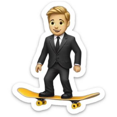 skateboar, ollie, in suit sticker