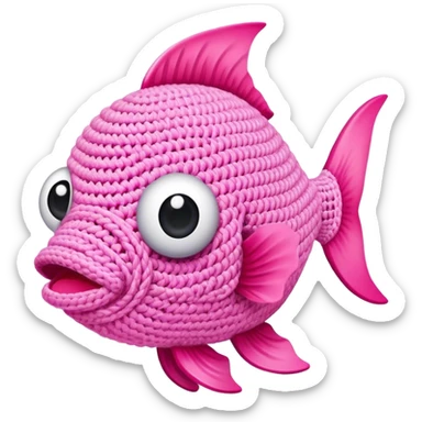 A pink fish is crochet  sticker
