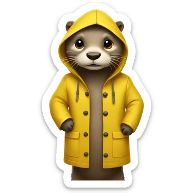 Otter wearing a yellow raincoat  sticker