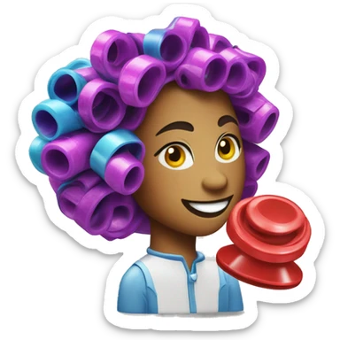 a  singleplastic colorful Velcro Curlers sticker