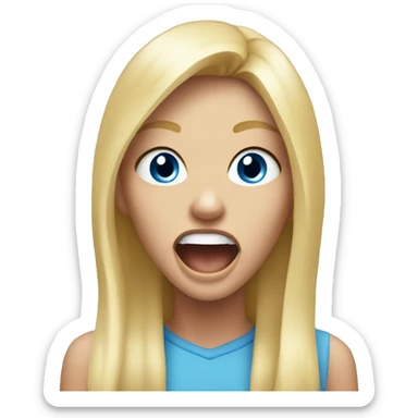 Screaming blonde girl blue eyes sticker