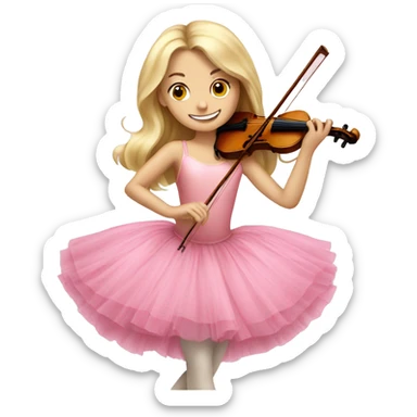 blonde ballet girl pink tutu long hair playing violin sticker