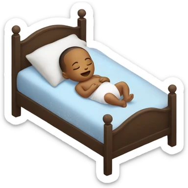 Baby in big bed sleeping sticker