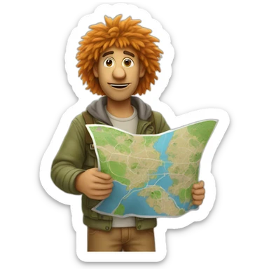 fraggle software engineer holding a big map sticker