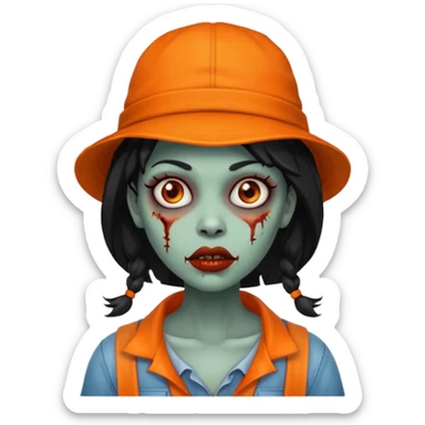 zombie black woman in orange hats sticker
