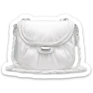 all white silky shoulder bag, with white strap sticker