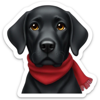black labrador dog with a red scarf sticker
