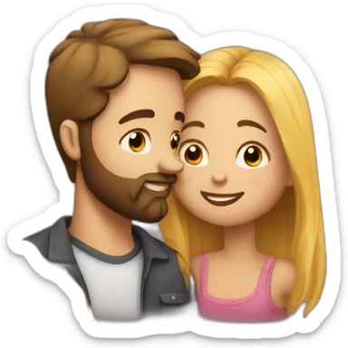 Man with beard kisses girl sticker