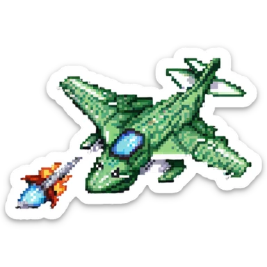 Futuristic crocodile jet fighter sticker