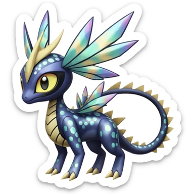 zig-zag-patterned hot spotted Meloetta-Dialga-Giratina-Noibat-Pokémon-Fakémon-fusion-hybrid-creature sticker