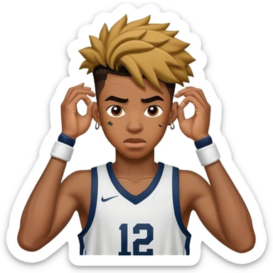 Basketball player Ja Morant throwing grenade and then covering his ears  sticker