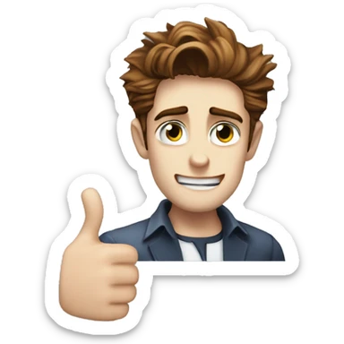 Edward Cullen saying okay in a nonchalant way, or not saying but signaling with a thumbs up, his facial expression is nonchalant and careless sticker