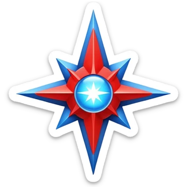 Blue morning star with red core, space navigation symbol sticker