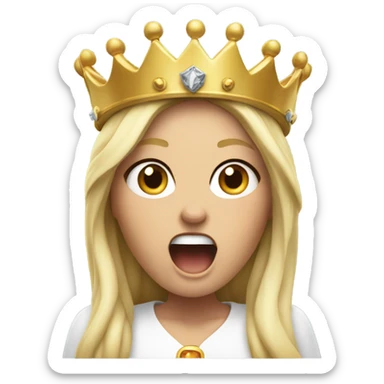 Heidi with crown screaming angrily  sticker