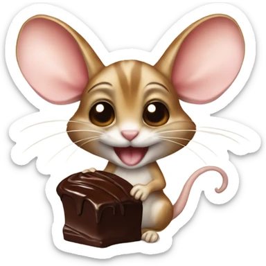 A jerboa with chocolate in a paw sticker