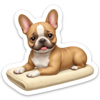 french buldog getting massage sticker