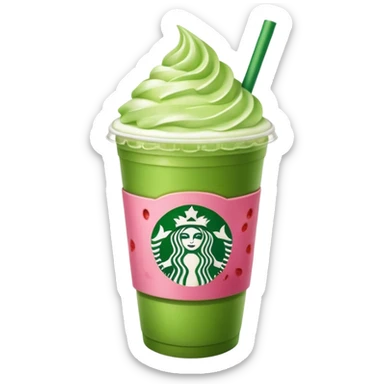 Make a starbucks matcha strawberry drink sticker