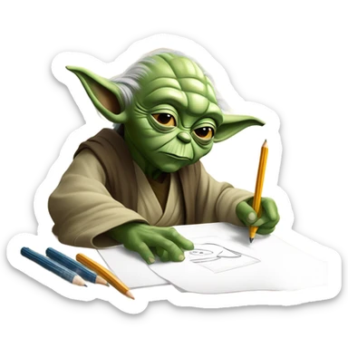 Master Yoda draws a picture of Master Yoda sticker