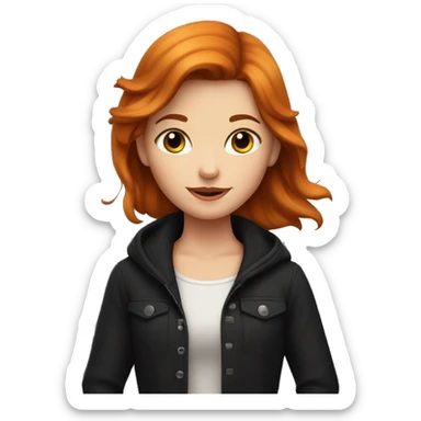 Fille rousse avec chat noir  sticker