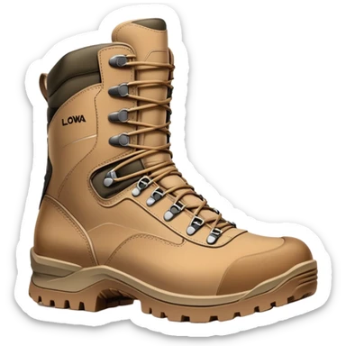 Lowa military tactical hiking boots in tan color sticker
