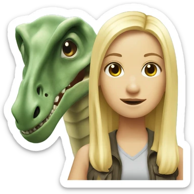 Blonde girl with Brachiosaurus sticker