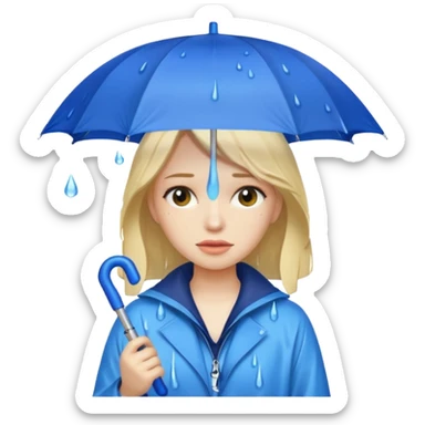People getting wet (umbrella, dripping hair) sticker
