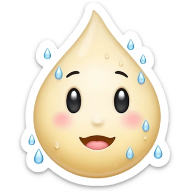 sweat droplets emoji with white milk-colored droplets instead of blue, simple and clean sticker