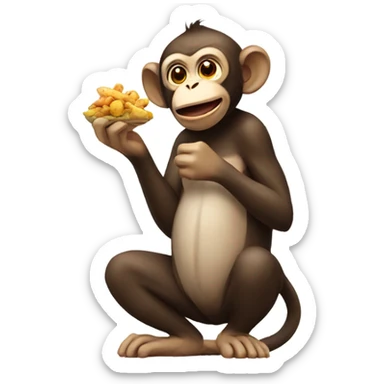 monkey eating chicken sticker