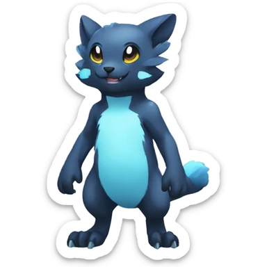 Cute cool black blue animal hybrid Fakemon full body sticker
