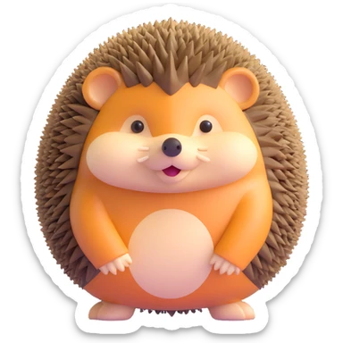 small cute hedgehog with round body, brown spines, pointed nose and tiny legs sticker
